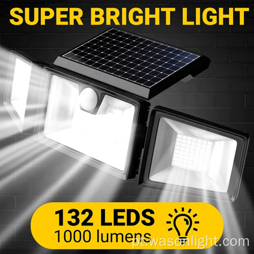 Oem 132LED 132LED Flexível ângulo ajustável Sensor de movimento externo sem fio ativado Lâmpada solar de parede solar ativada